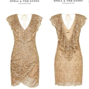 🍒NWT🍒 SPELL BRONZE SEQUIN PARTY DRESS